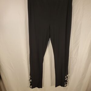Black Women's Leggings with Cutout Detail at the Ankles - L